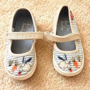 Next Hello Lovely Embroidered Easter Bunny Rabbit Blue Stripe Sequins Shoes